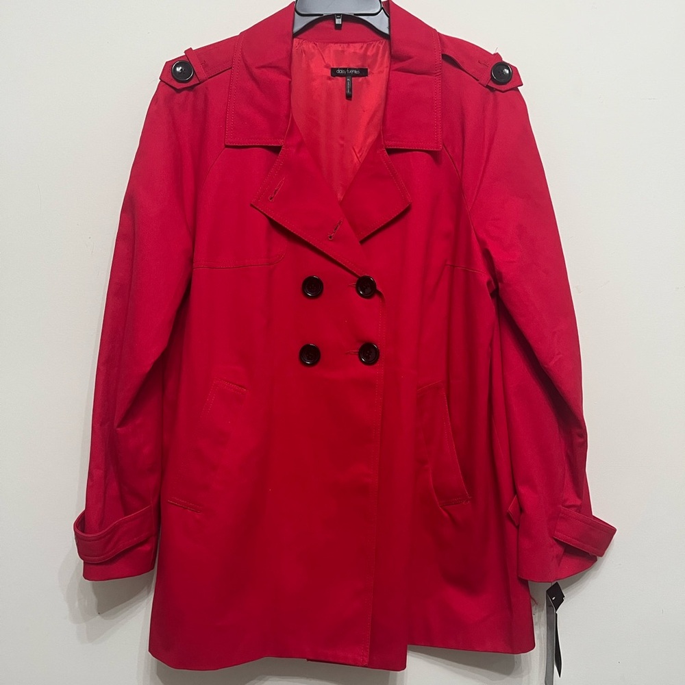 Daisy Fuentes Women's Red Double-Breasted rain coat xl nwt - Picture 1 of 9